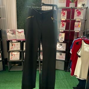 Tahari Black Pants with Gold Zipper Detail